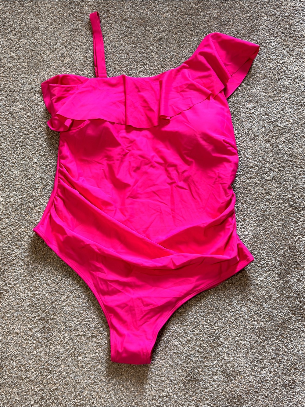 AQUA EVE
Hot Pink One-Shoulder Ruffle Swimsuit